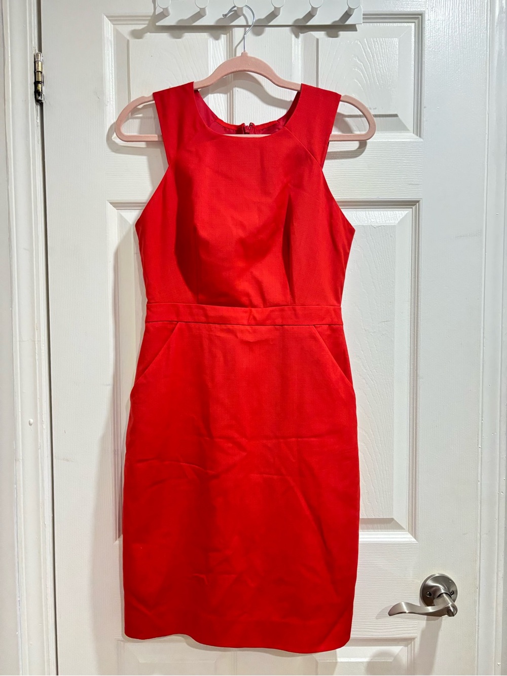 J. Crew Vibrant Red Sleeveless Midi Sheath Dress size 2